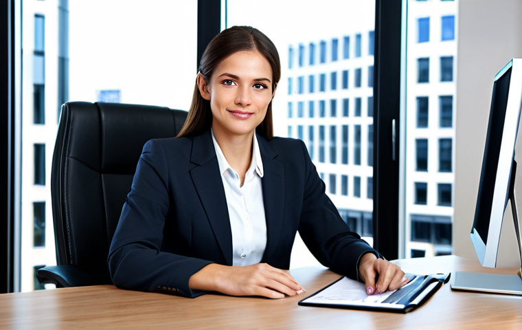 Modern Businesswoman in Office**

"A professional businesswoman in a modest business suit, sitting at a desk in a modern office, fully clothed, appropriate attire, safe for work, perfect anatomy, natural proportions, professional photography, high quality, family-friendly."

**