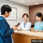 비뇨기과 진료 전 준비해야 할 사항 - A modern Japanese urology clinic waiting room scene featuring a diverse group of patients dressed ca...