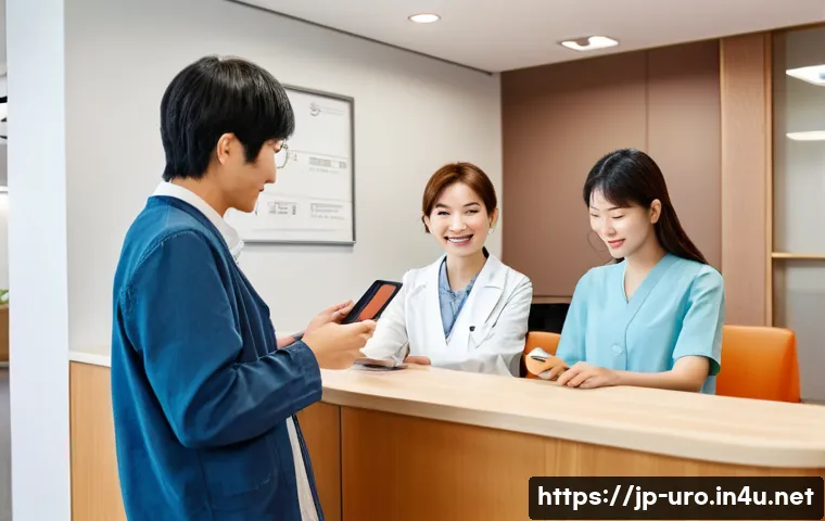 비뇨기과 진료 전 준비해야 할 사항 - A modern Japanese urology clinic waiting room scene featuring a diverse group of patients dressed ca...