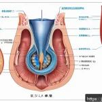 비뇨기과에서 시행하는 PSA 검사 - A detailed medical illustration of the male pelvic anatomy focusing on the prostate gland located ju...
