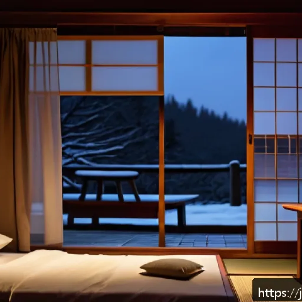 야간 배뇨와 과민성 방광의 관계 - A serene Japanese bedroom scene at night, softly lit by a traditional paper lantern casting warm lig...