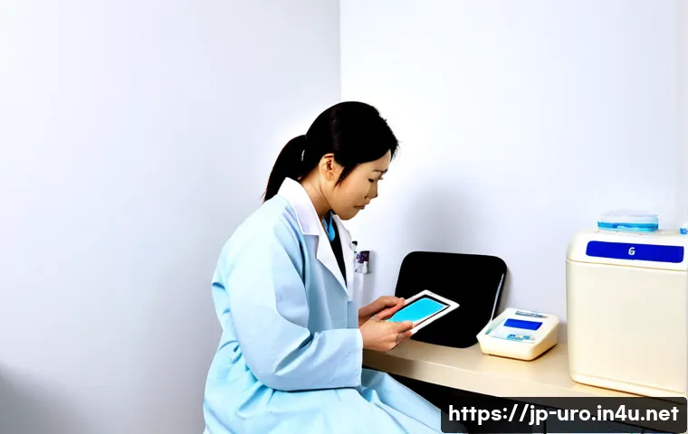 성병 검사 종류와 진단 절차 - Photorealistic Japanese medical clinic consultation, a fully clothed adult patient seated across fro...